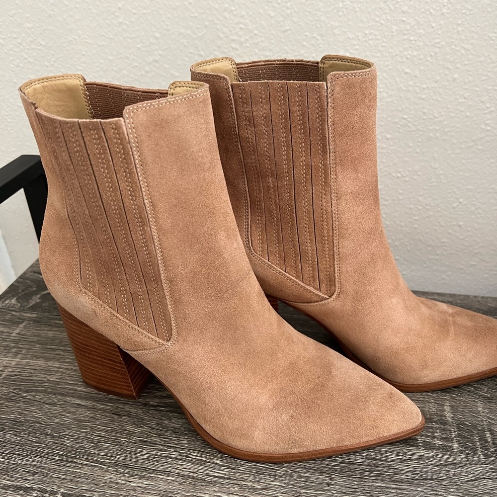 Nine West Beige Suede Ankle Booties
